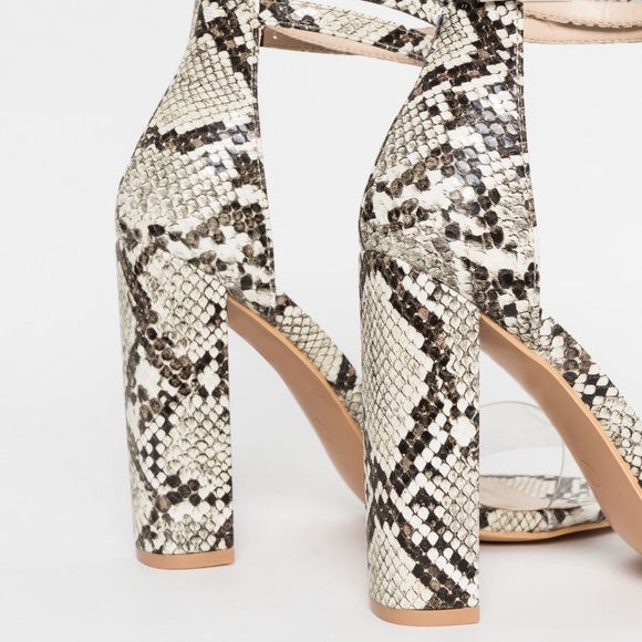 Simmi Shoes Snakeskin Clear Block Sandals - Picture 4 of 8